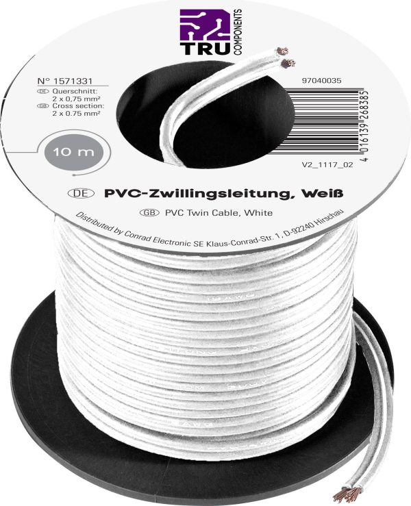 Kabel typu linka 2 x 0,75 mm² biały 604867 10 m