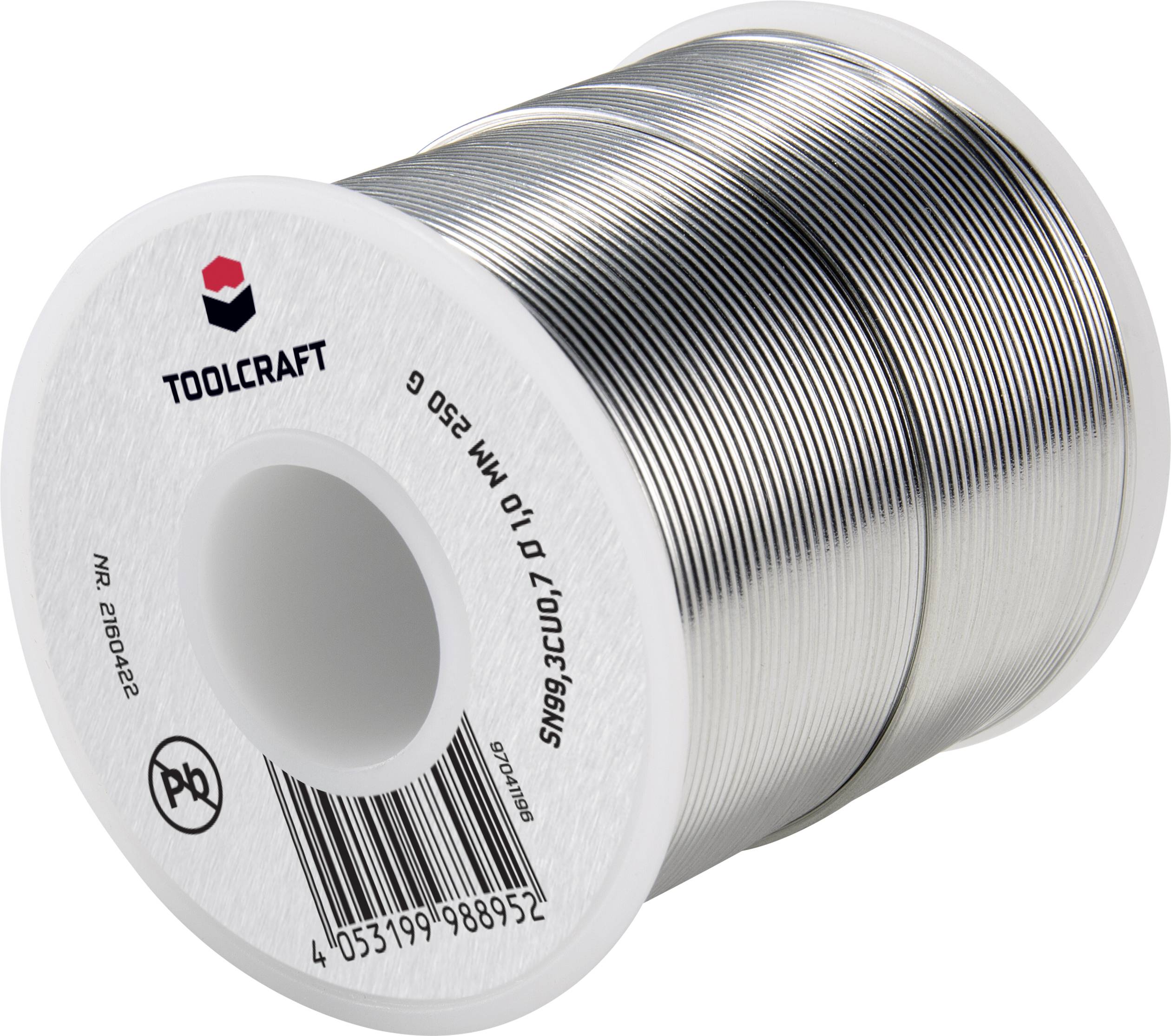 Cyna lutownicza bezołowiowa TOOLCRAFT szpula Sn99,3Cu0,7 ROL1 250 g 1 mm - obrazek 1