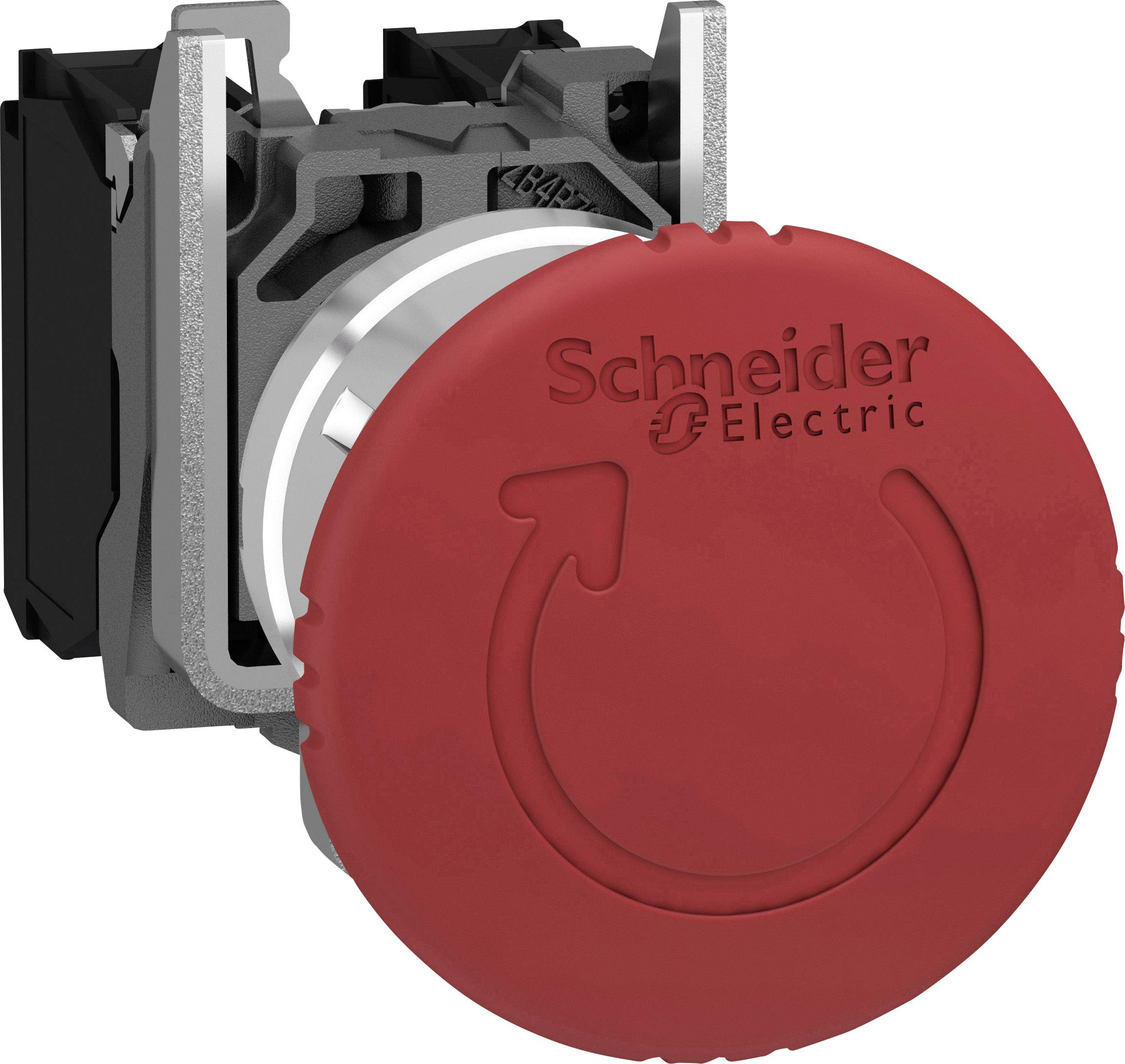 Schneider Electric XB4BS8444 Przycisk grzybkowy pierścień przedni metalowy, zawiera wyłącznik awaryjny, okrągły, resetow - obrazek 1