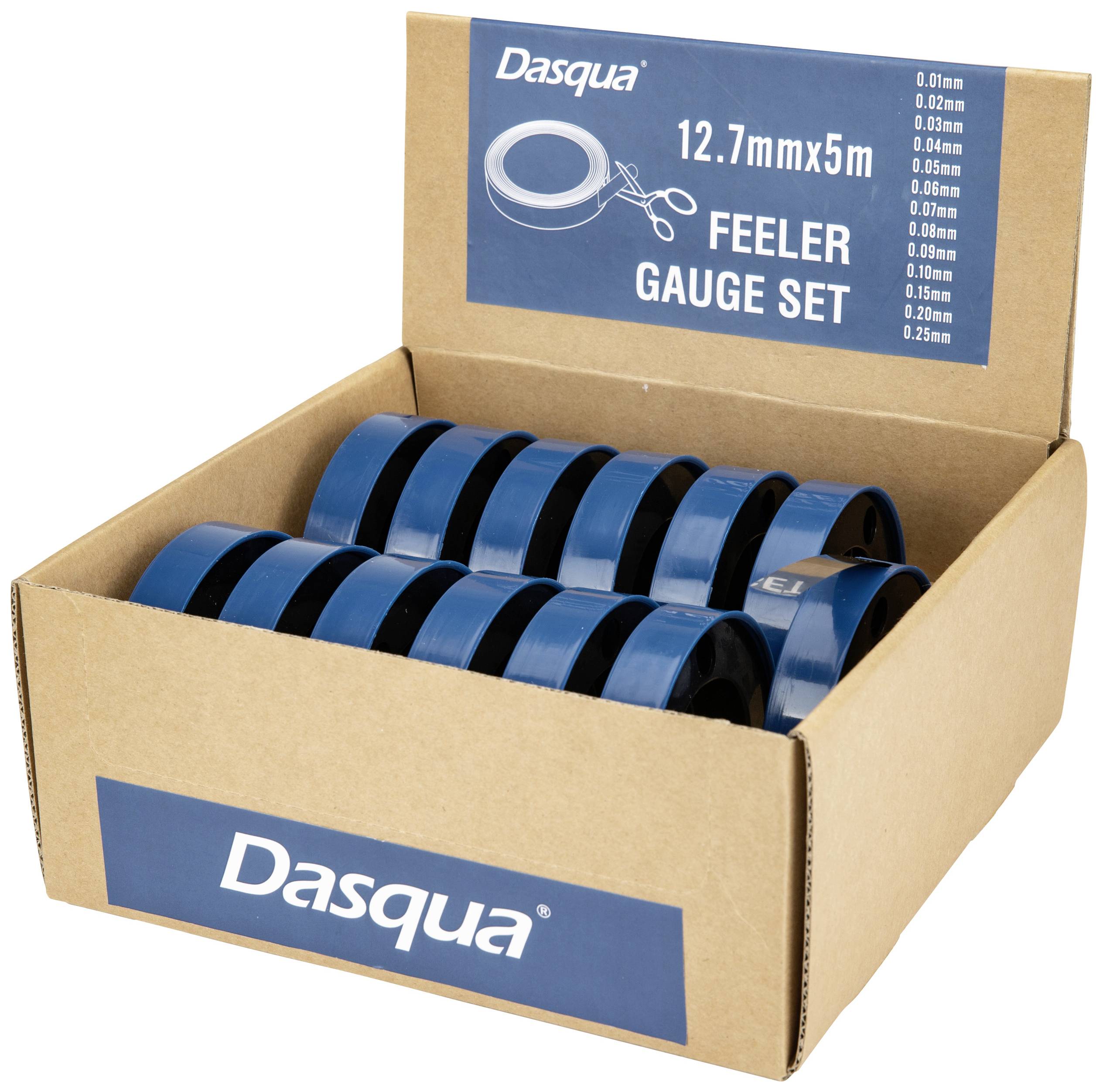 Dasqua 1803-0105 13-częściowy zestaw podkładek szczelinomierza Grubość: 0,01, 0,02, 0,03, 0,04, 0,05, 0,06, 0,07, 0,08, - obrazek 1