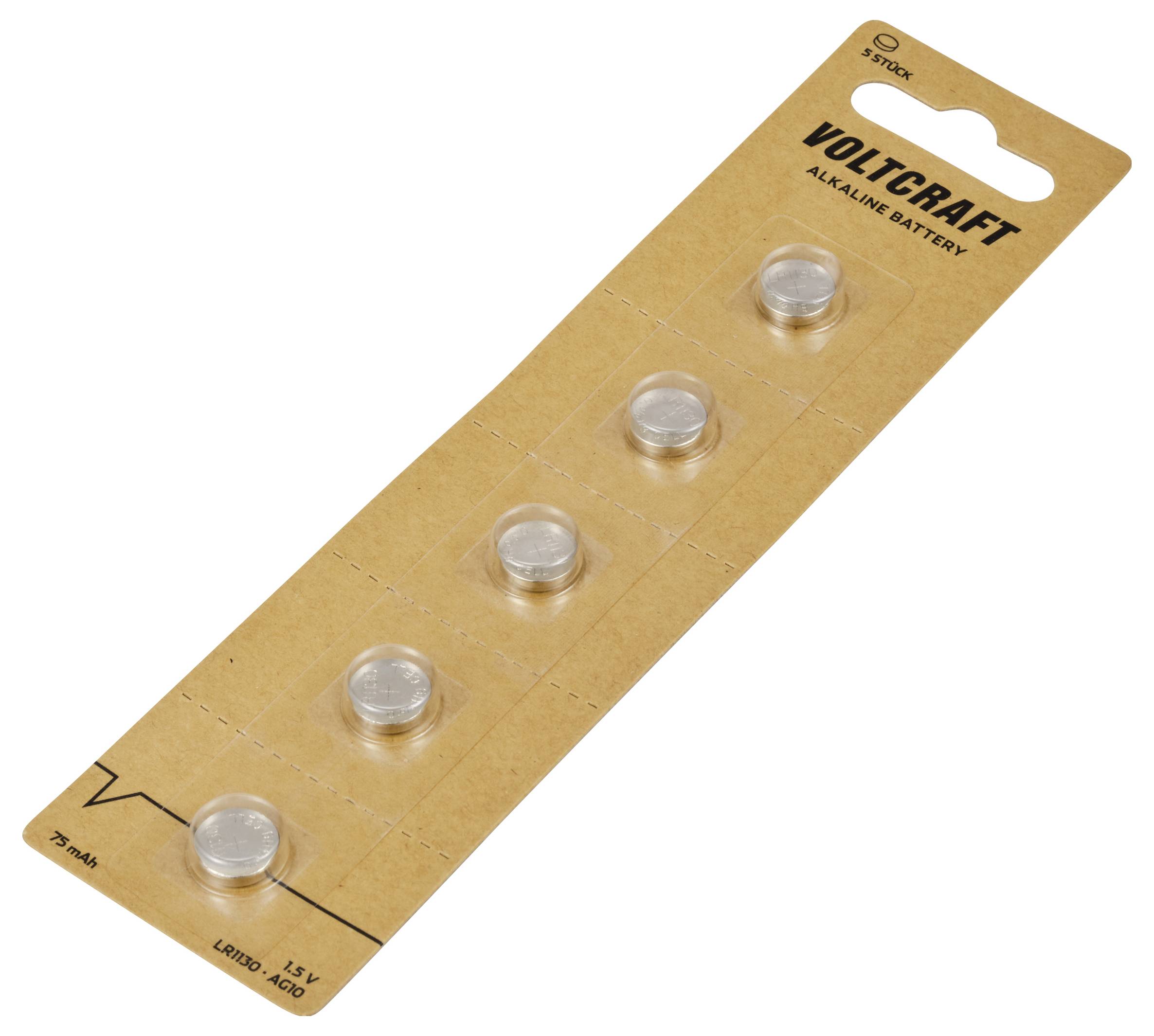 VOLTCRAFT LR 1130 Ogniwo guzikowe 1.5 V 75 mAh alkaliczno-manganowe AG10 5 szt. - obrazek 1