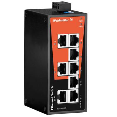 Weidmüller Switch sieciowy, unmanaged, Fast Ethernet, Liczba portów: 8x RJ45, IP 30, -10 °C…+60 °C 1240900000 Ilość po