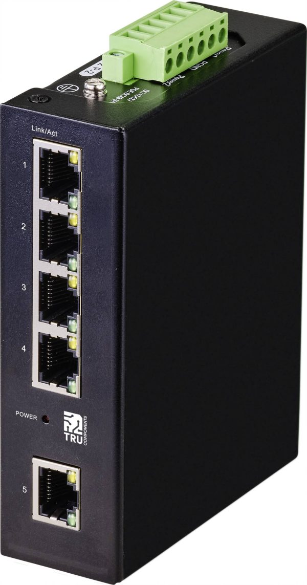 TRU COMPONENTS TC-9744168 Switch przemysłowy Ethernet 1+4 Porty 10 / 100 / 1000 MBit/s
