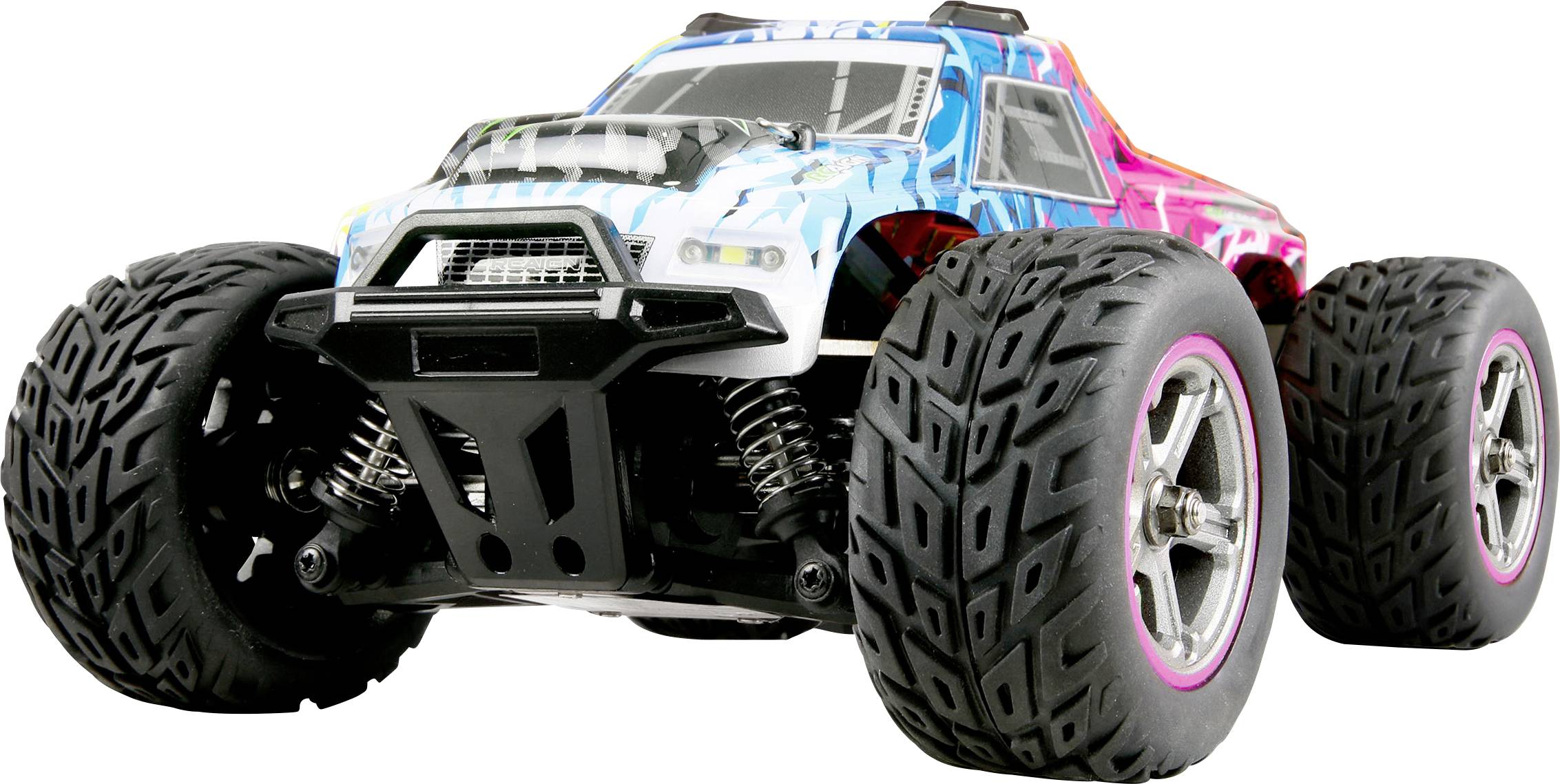 Amewi MAX20 blau-pink niebieski, różowy Szczotkowy 1:20 Samochód RC dla początkujących Elektryczny Monstertruck Napęd na - obrazek 1
