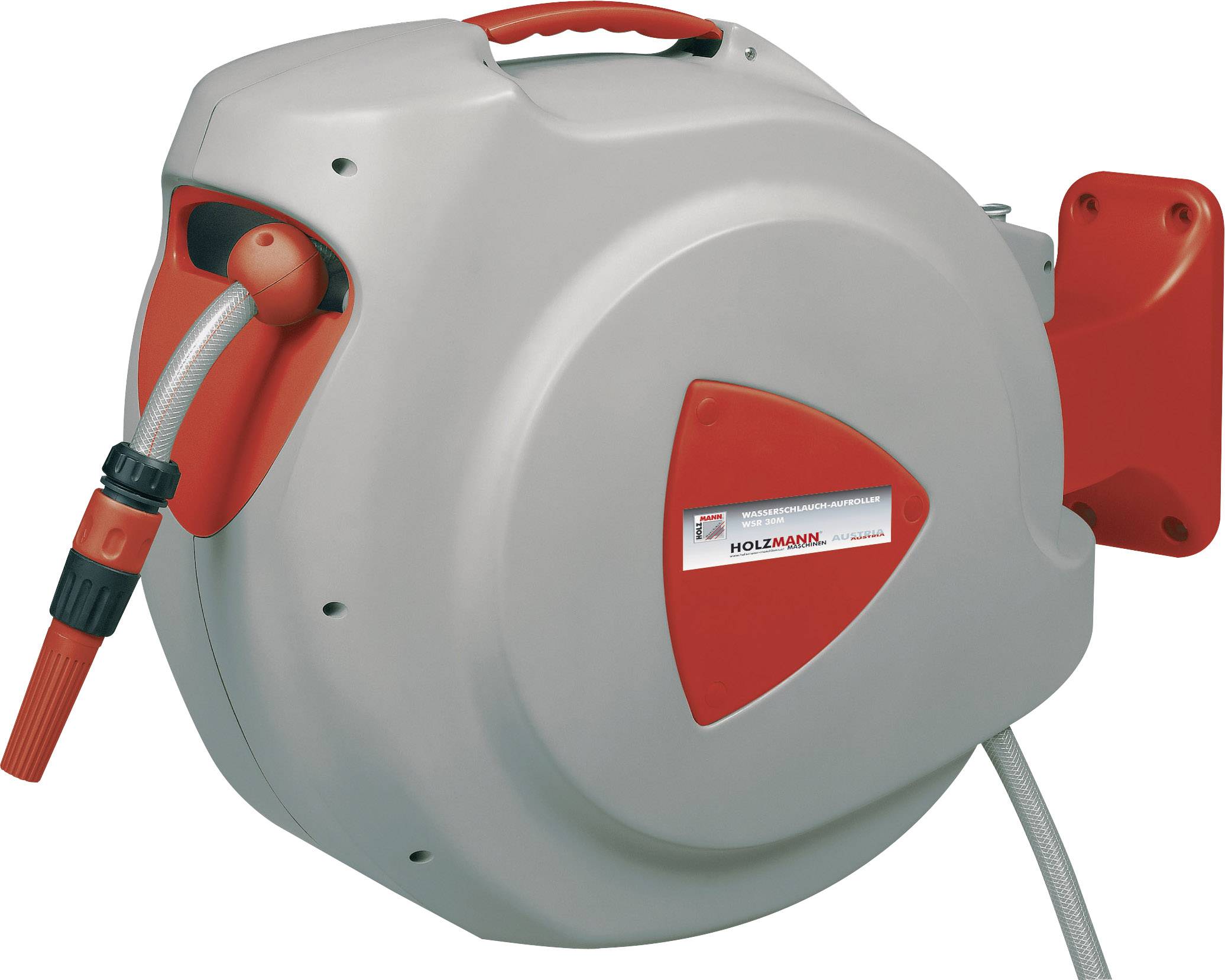 Holzmann Maschinen WSR30M Zwijacz do węża ogrodowego Ø wewnętrzna węża=12.7 mm 30 m 1/2 cala 1 szt. czerwony, szary - obrazek 1