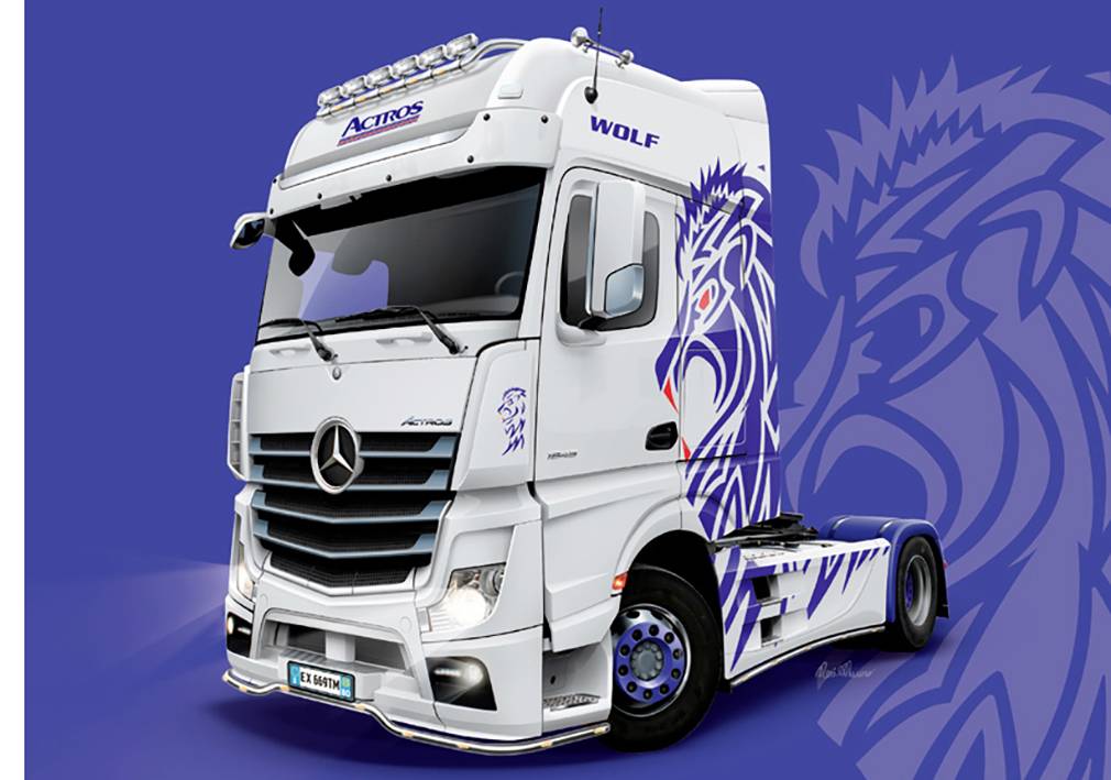 Modelu samochodu ciężarowego do sklejania Italeri MB Actros MP4 Show GigaSpace 3935 1:24 - obrazek 1