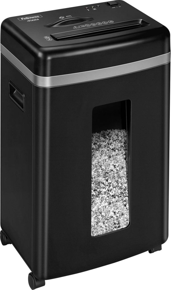 Fellowes Microshred™ 450M Niszczarka 9 ark. Cięcie na drobne elem. 2 x 12 mm P-5 22 l Niszczy także spinacze do papieru,