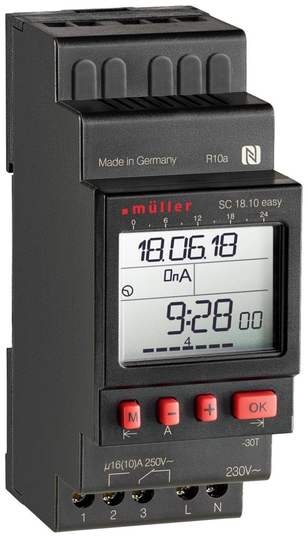 Müller 23823 Przekaźnik czasowy na szynę DIN SC 18.10 easy 24V ACDC, cyfrowy, 1 kanał