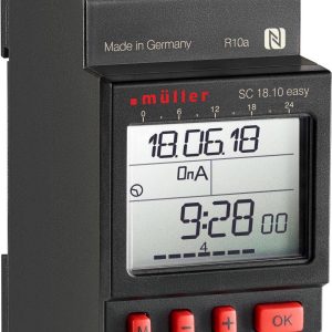 Müller SC 18.10 easy 12V ACDC Przekaźnik czasowy na szynę DIN cyfrowy 12 V/DC, 12 V/AC 4000 W Müller SC 18.10 easy 12V ACDC Przekaźnik czasowy na szynę DIN cyfrowy 12 V/DC, 12 V/AC 4000 W
