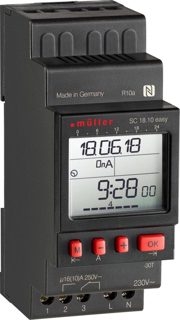 Müller SC 18.10 easy 12V ACDC Przekaźnik czasowy na szynę DIN cyfrowy 12 V/DC, 12 V/AC 4000 W
