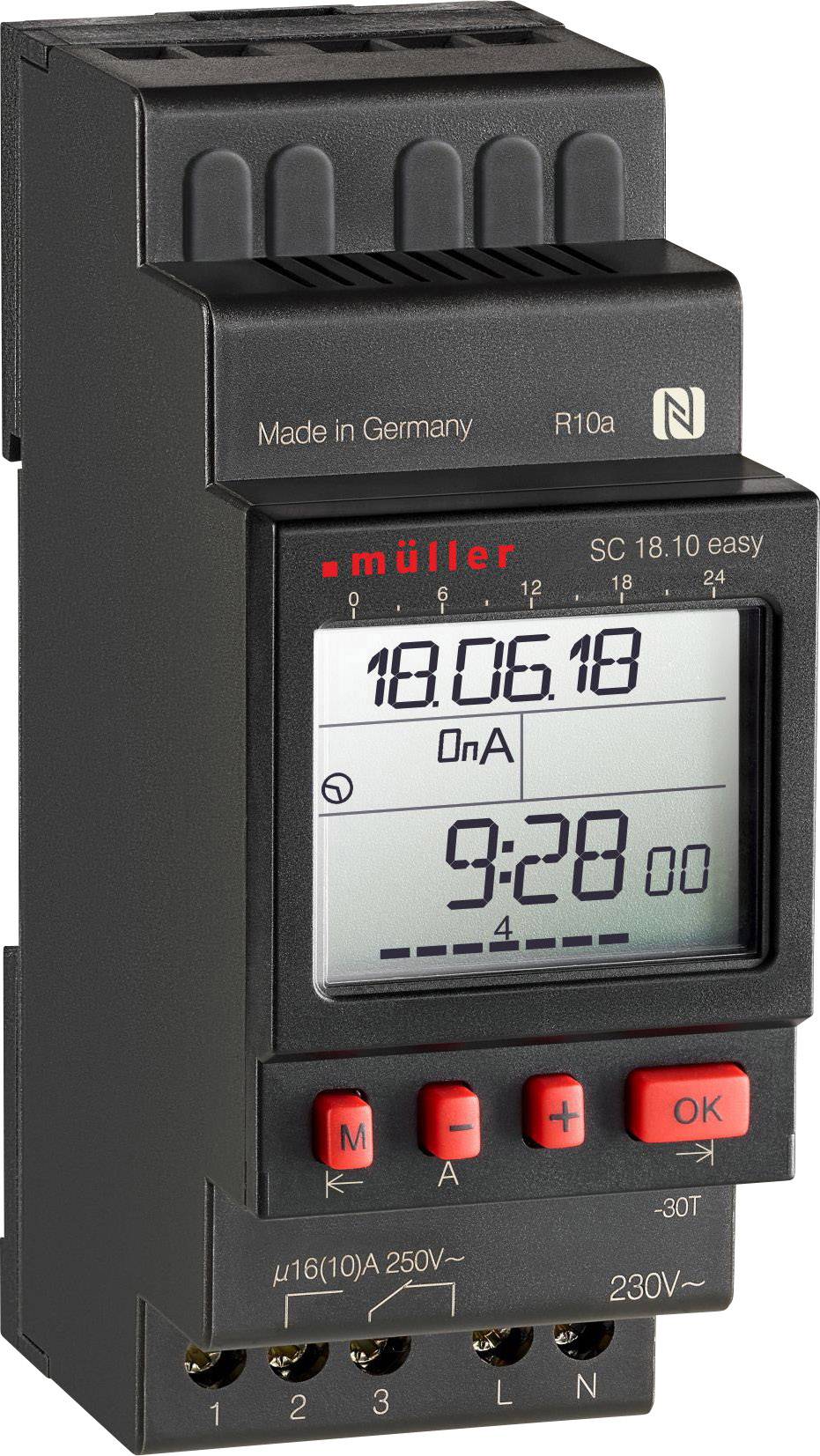 Müller SC 18.10 easy 12V ACDC Przekaźnik czasowy na szynę DIN cyfrowy 12 V/DC, 12 V/AC 4000 W - obrazek 1