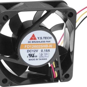 Wentylator osiowy YS TECH FD126025HB-N(2A7), 12 V/DC, 42.66 m³/h, (D x S x W) 60 x 60 x 25 mm Wentylator osiowy YS TECH FD126025HB-N(2A7), 12 V/DC, 42.66 m³/h, (D x S x W) 60 x 60 x 25 mm