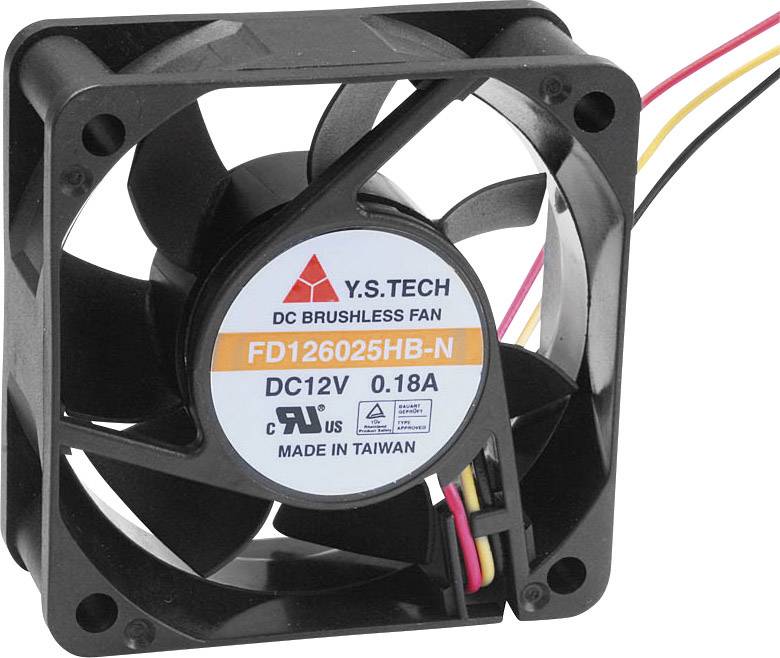 Wentylator osiowy YS TECH FD126025HB-N(2A7), 12 V/DC, 42.66 m³/h, (D x S x W) 60 x 60 x 25 mm - obrazek 1