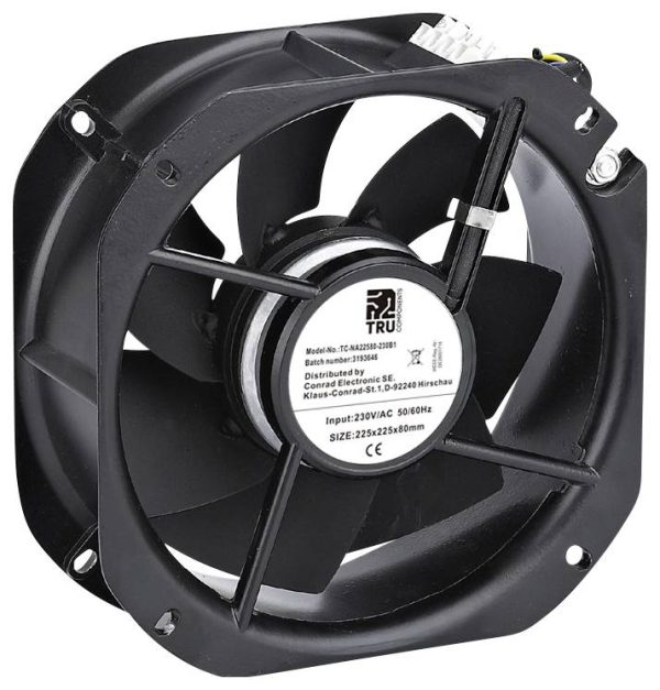 Wentylator osiowy TRU COMPONENTS TC-NA22580-230B1, 230 V/AC, 1150 m³/h, (D x S x W) 225 x 225 x 80 mm