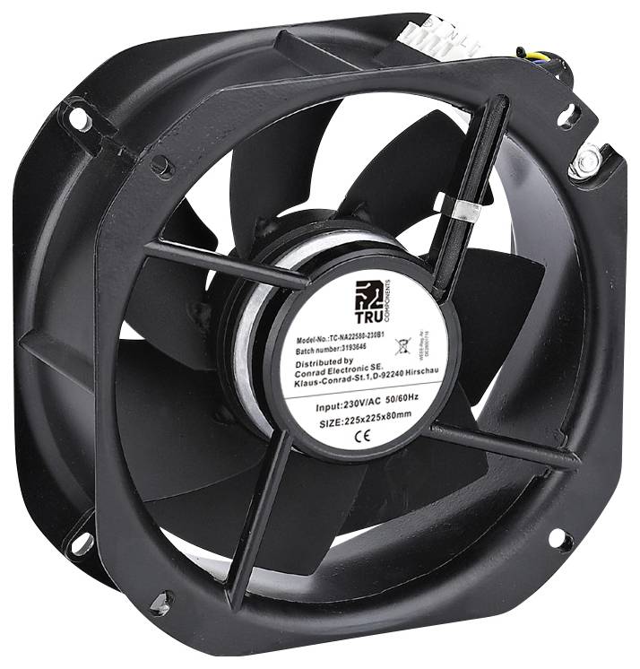 Wentylator osiowy TRU COMPONENTS TC-NA22580-230B1, 230 V/AC, 1150 m³/h, (D x S x W) 225 x 225 x 80 mm - obrazek 1