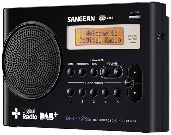 Radio przenośne Sangean DPR-69+ DAB+, fale metrowe (VHF) funkcja ładowania akumulatora czarny