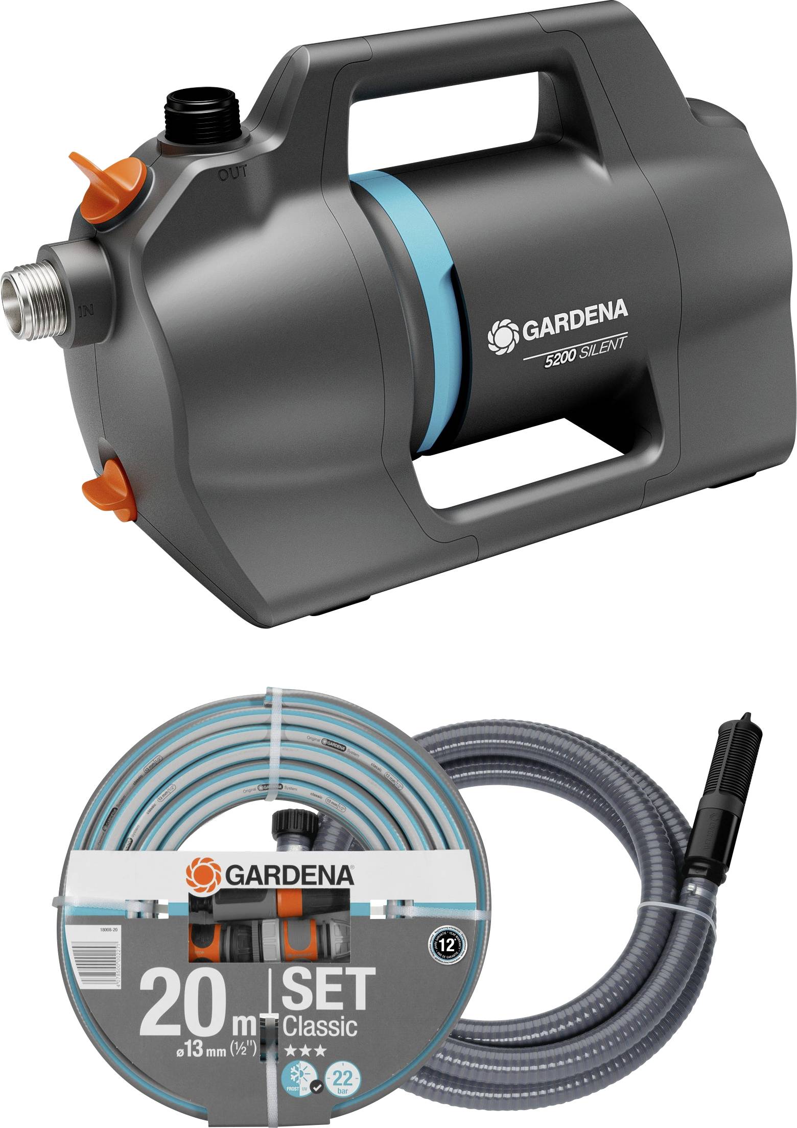 GARDENA Gartenpumpe 5200 Silent Set Pompa ogrodowa, zestaw 5.300 l/h - obrazek 1
