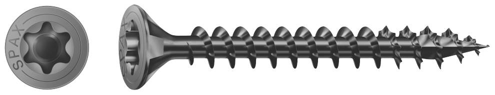 SPAX 1191040450453 Wkręt do drewna 4.5 mm 45 mm T-STAR plus stal czarny BLAX 200 szt. - obrazek 1