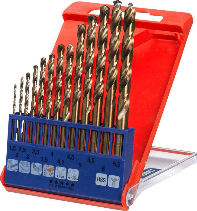 kwb 421600 HSS-Co Zestaw wierteł krętych do metalu 13 szt. M35 DIN 338 uchwyt prosty 1 szt. - obrazek 1