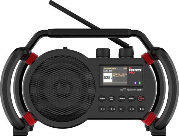 Radio na budowę PerfectPro NetBox Internet, DAB+, fale metrowe (VHF) Funkcja powerbanku, obsługa Spotify, ochrona przeci