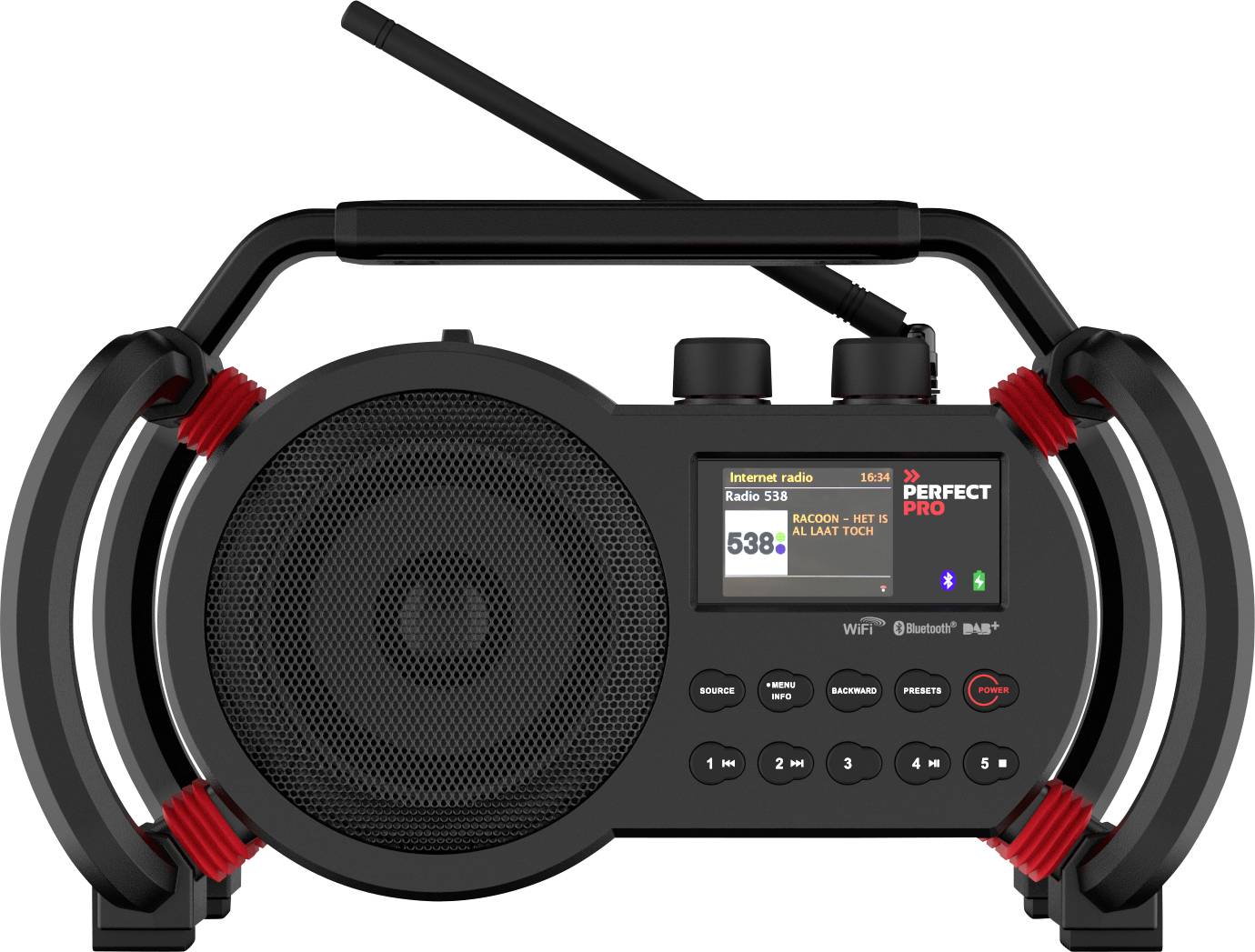 Radio na budowę PerfectPro NetBox Internet, DAB+, fale metrowe (VHF) Funkcja powerbanku, obsługa Spotify, ochrona przeci - obrazek 1