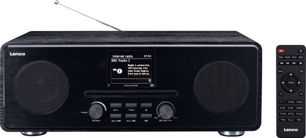Radio internetowe przenośne Lenco DIR-260BK Internet, DAB+, fale metrowe (VHF) funkcja budzika, z pilotem czarny