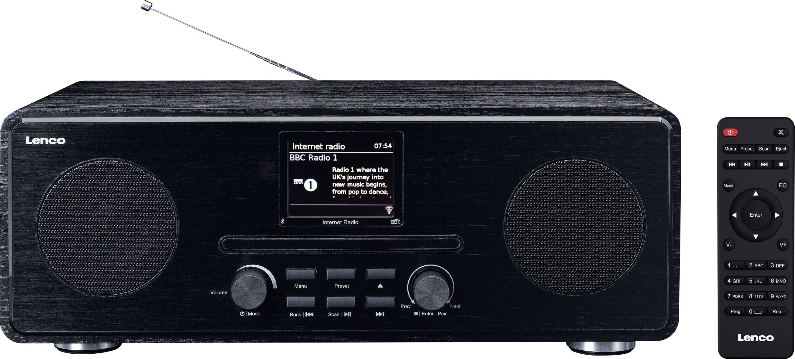 Radio internetowe przenośne Lenco DIR-260BK Internet, DAB+, fale metrowe (VHF) funkcja budzika, z pilotem czarny - obrazek 1