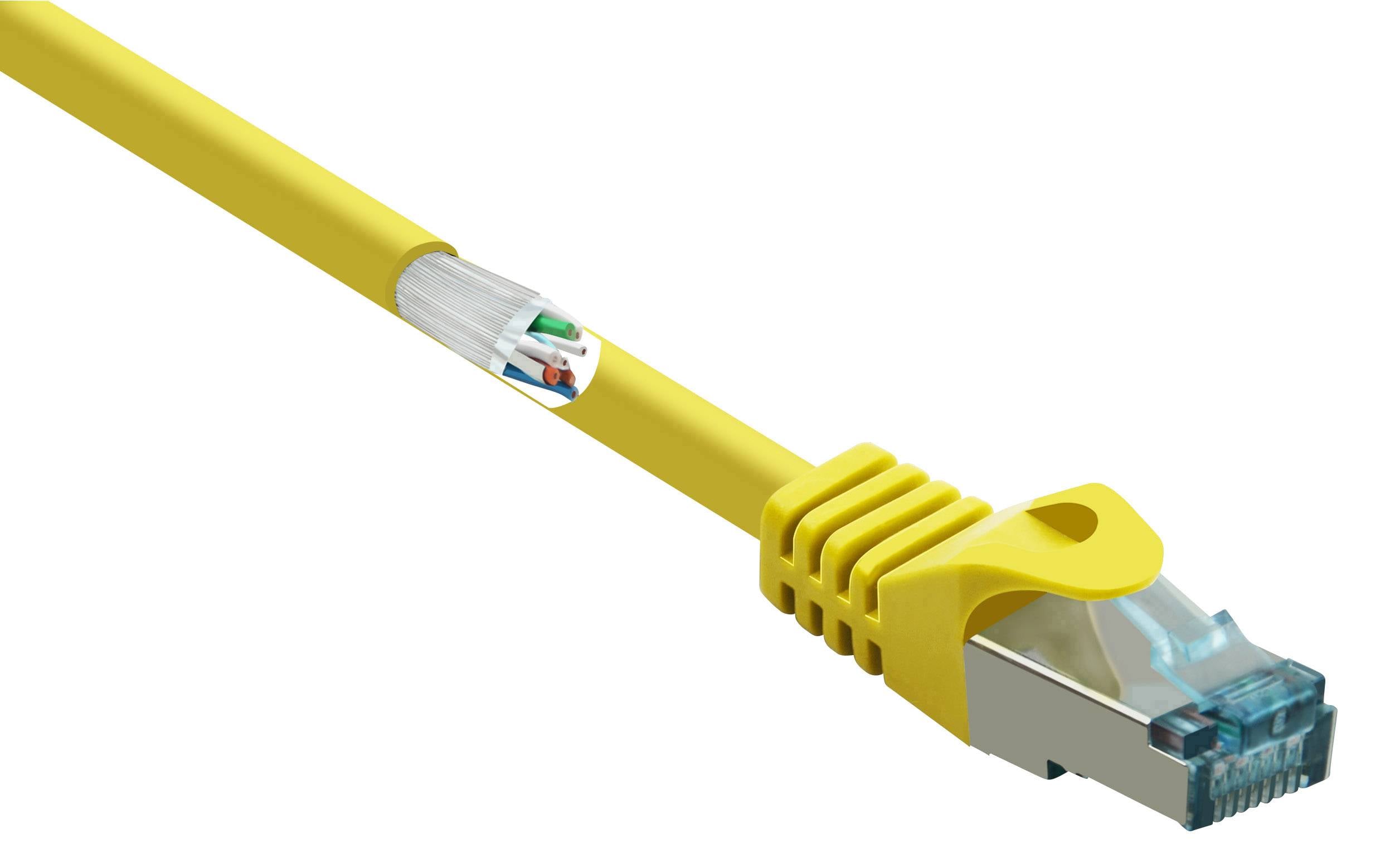 kabel LAN Renkforce RF-5246626, 1 szt., RJ45, CAT 6a, S/FTP, 0.15 m, żółty - obrazek 1