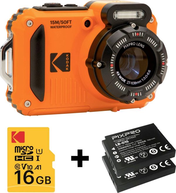 Kodak Aparat cyfrowy 15 MPx Zoom optyczny: 4 x pomarańczowy Akumulator, Lampa błyskowa, Karta pamięci Stabilizacja obraz