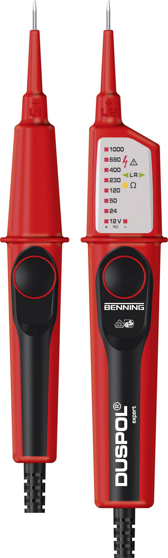 Dwubiegunowy tester napięcia Benning DUSPOL expert CAT III 1000 V, CAT IV 600 V Kalibracja (DAkkS) - obrazek 1