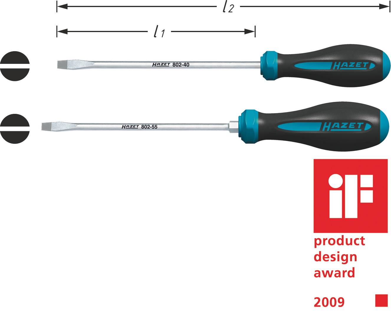 Wkrętak płaski Hazet HEXAnamic 802-100 Szerokość klingi: 10 mm Długość końcówki: 175 mm - obrazek 1