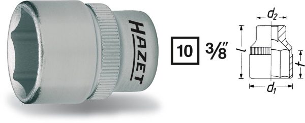 Hazet 880 880-19 zewnętrzny sześciokąt Nasadka 19 mm 3/8″ 19 mm 3/8″ (10 mm)
