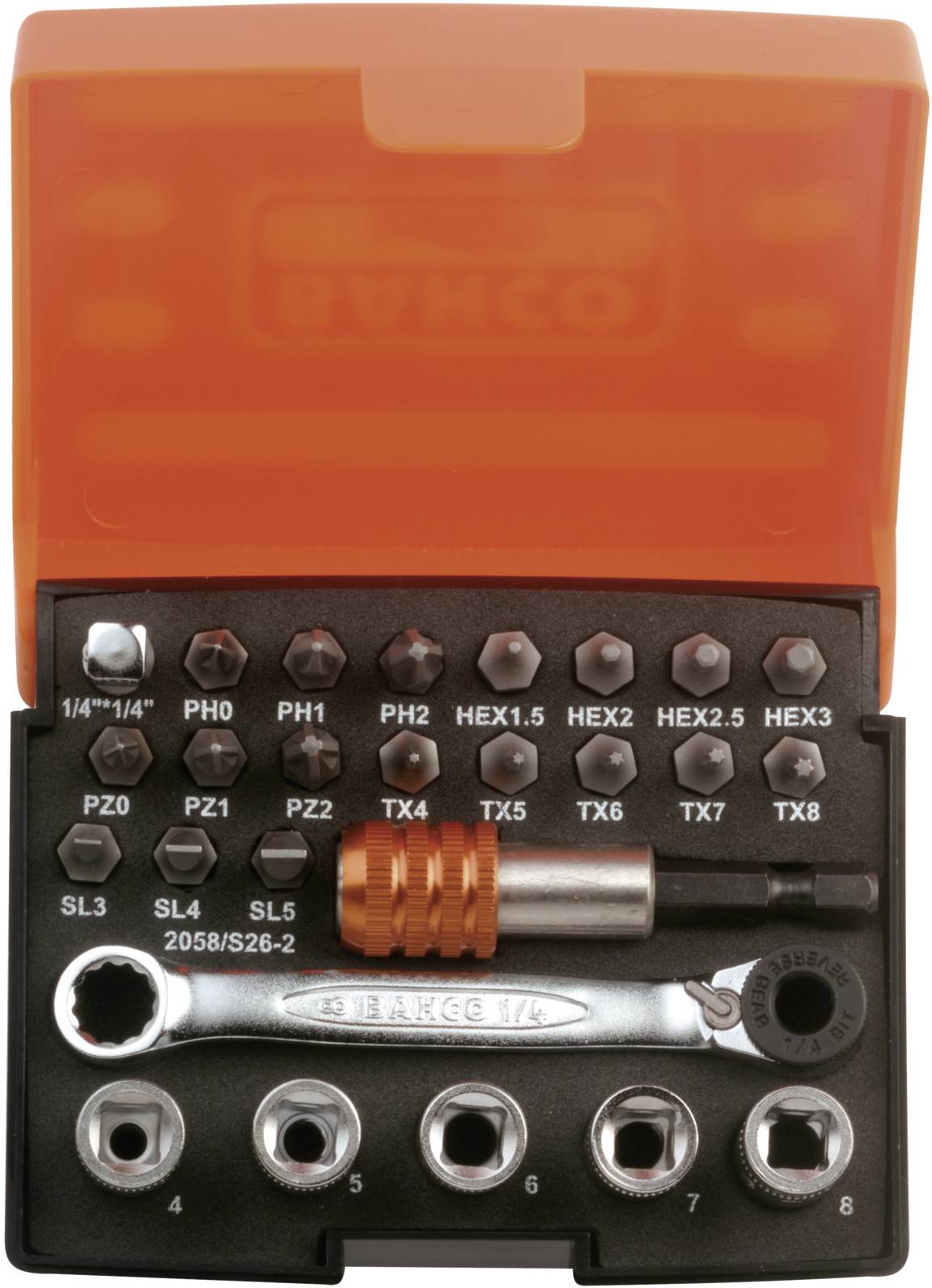 Zestaw kluczy nasadowych Bahco 2058/S26-2 2058/S26-2 1/4" - obrazek 1