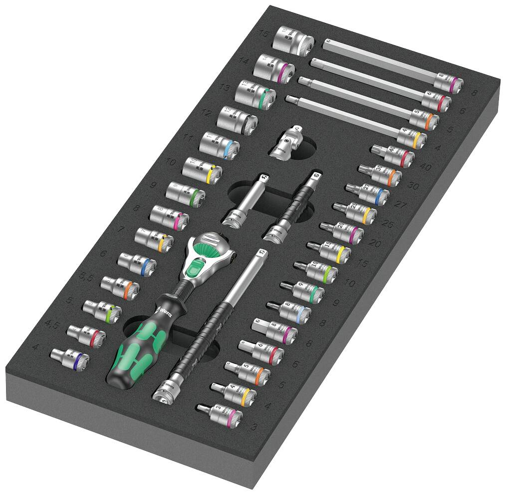 Wera Zyklop 05150110001 zewnętrzny sześciokąt, zewnętrzny kwadrat, TORX Grzechotka Zyklop 37 szt. 1/4" - obrazek 1