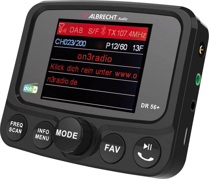 Odbiornik DAB+ Albrecht DR56+ uchwyt z przyssawką, strumieniowe przesyłanie muzyki Bluetooth - obrazek 1
