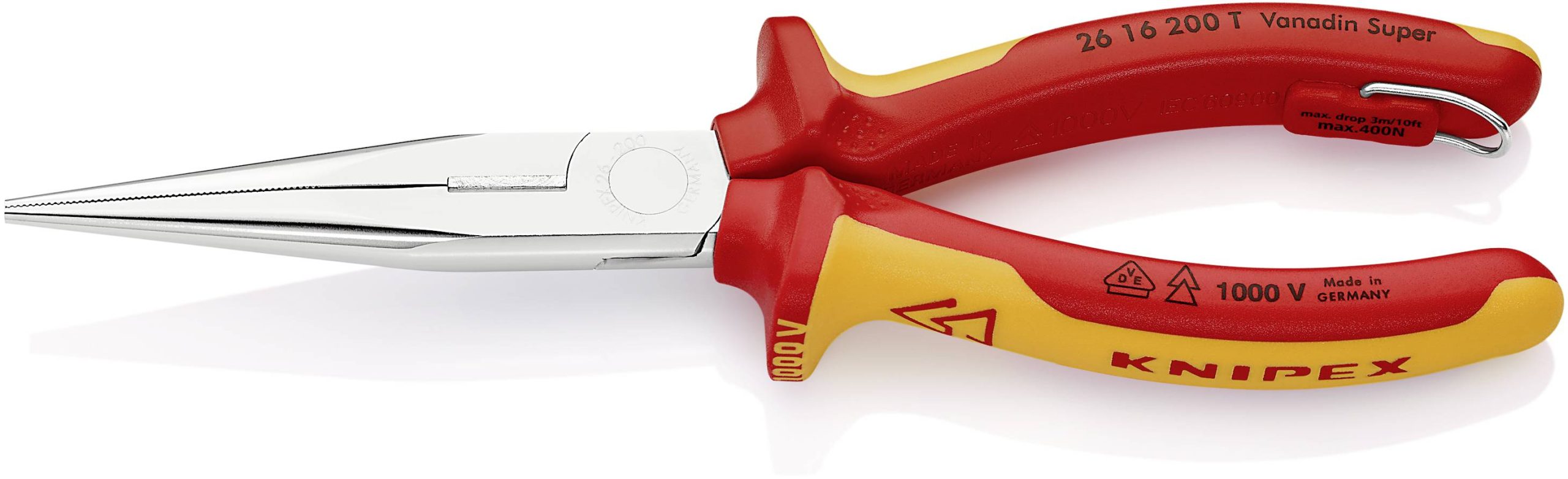 Knipex 26 16 200 T VDE Szczypce płaskie, okrągłe stal chromowo-wanadowa 200 mm - obrazek 1