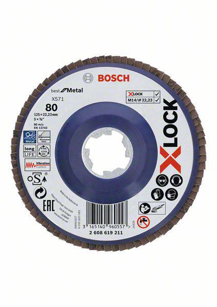 Bosch Accessories 2608619211 Tarcza lamelkowa Średnica 125 mm Wielkość ziarna=80 1 szt. - obrazek 1