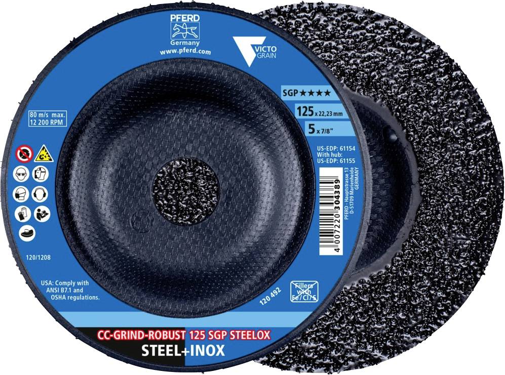 PFERD TOOLS 64195126 Tarcza szlifierska Średnica 125 mm Wielkość ziarna=36 10 szt. - obrazek 1
