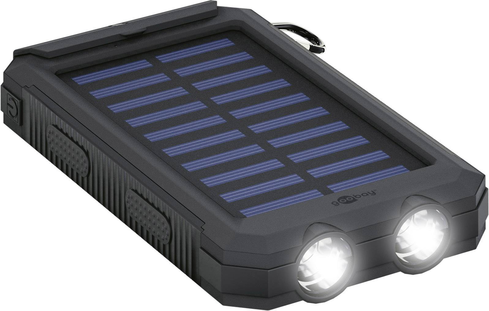 Ładowarka solarna Goobay Goobay 49216 Solar Powerbank 8000 mAh, 2x USB-A Anschlüsse, LED-Anzeige, Schwarz Maksymalny prą - obrazek 1
