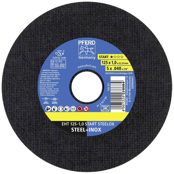 Zestaw tarcz tnących PFERD TOOLS EHT 125-1,0 START STEELOX 69120939 125 mm 25 szt.