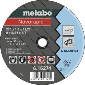 Tarcza tnąca prosta Metabo Novorapid 616274000 230 mm 25 szt. Tarcza tnąca prosta Metabo Novorapid 616274000 230 mm 25 szt.