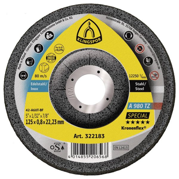 Tarcza tnąca wygięta Klingspor A 980 TZ Special 322183 125 mm 25 szt.