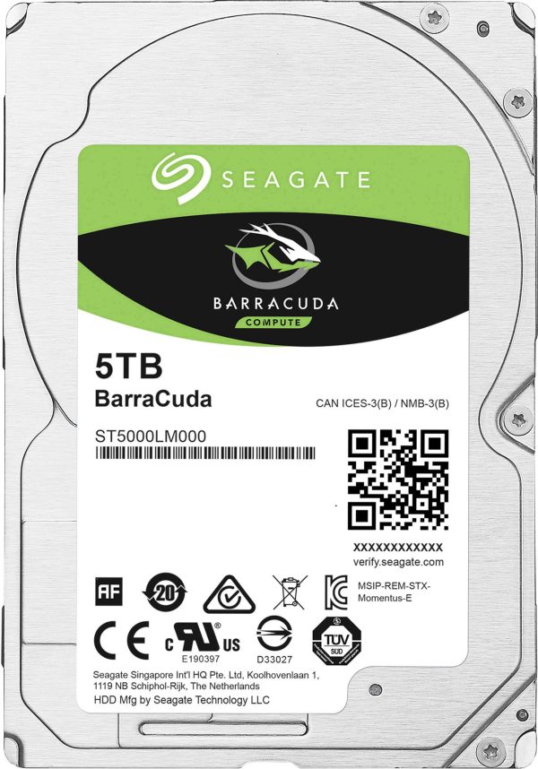 Seagate BarraCuda® 5 TB Dysk twardy wewnętrzny, 2,5” (6,35 cm) SATA III ST5000LM000 Opakowanie zastępcze
