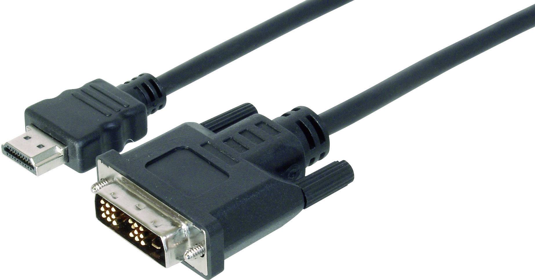 Digitus HDMI / DVI adapter Wtyczka HDMI-A, DVI-D 18+1pin Złącze 2.00 m czarny AK-330300-020-S ze złączem śrubowym Kabel - obrazek 1