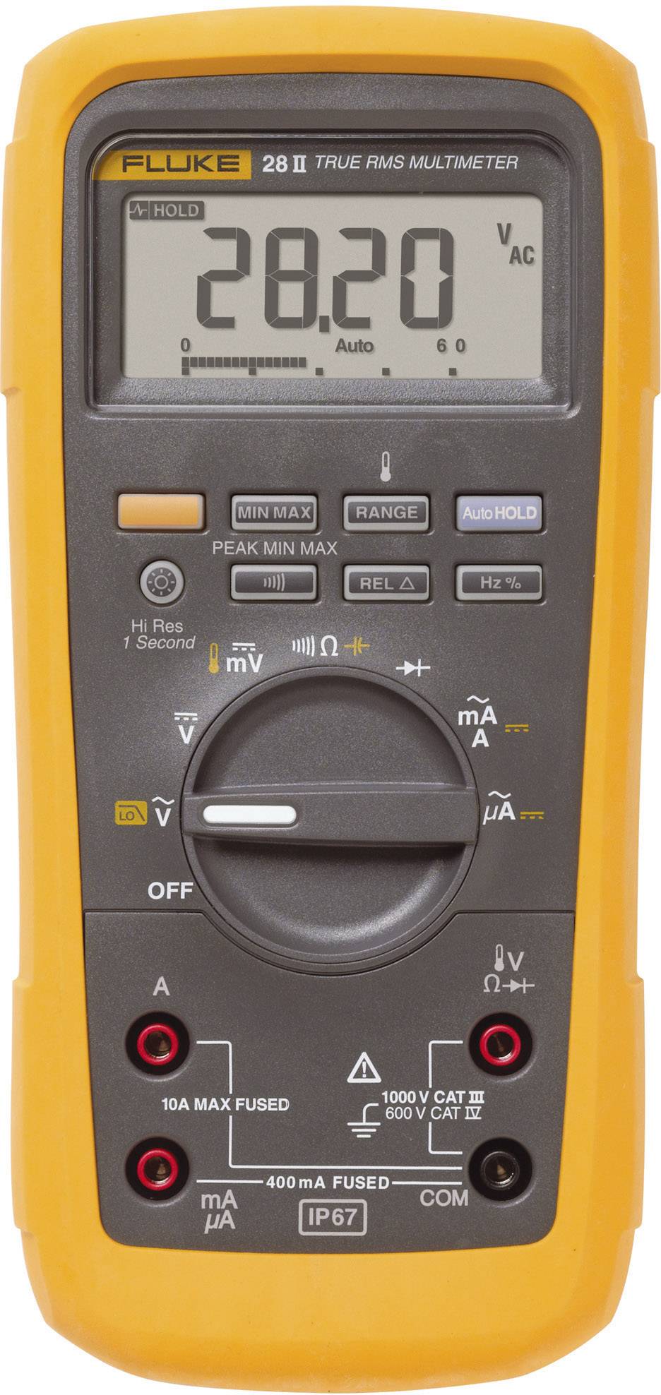 Fluke 28II/EUR Multimetr cyfrowy IP67 CAT III 1000 V, CAT IV 600 V Wyświetlane liczby: 20000 - obrazek 1