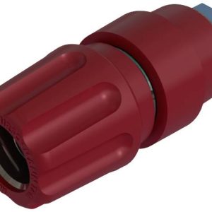 Gniazdo bananowe montażowe SKS Hirschmann PKNI 10 B, izolowane, O 4 mm, 63 A, czerwone