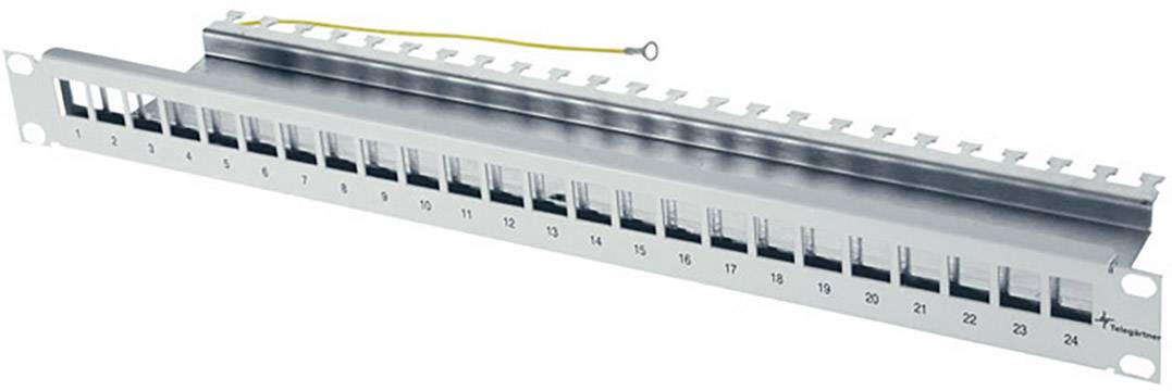 Telegärtner 100021492 24 Porty Patchpanel 483 mm (19") CAT 6a 1 U szaro-biały (ral 7035) Niezamontowany - obrazek 1
