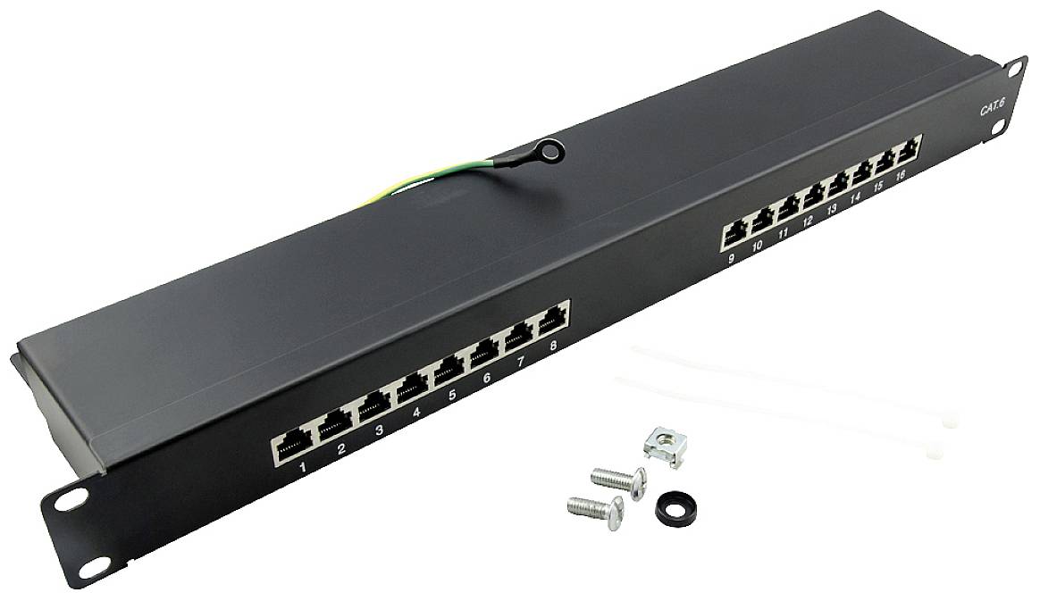 LogiLink NP0057 16 Portów Patch panel 483 mm (19") CAT 6 1 U - obrazek 1