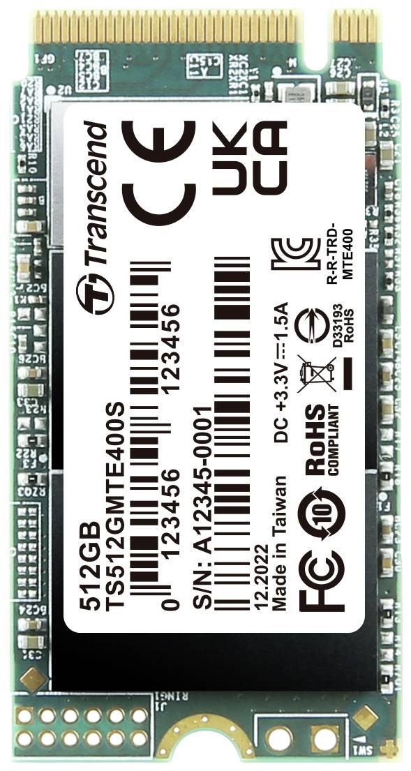 Dysk wewnętrzny SSD M.2 PCIe NVMe 2242 512 GB Transcend MTS400S PCIe NVMe 3.0 x4 Produkt nowy - obrazek 1