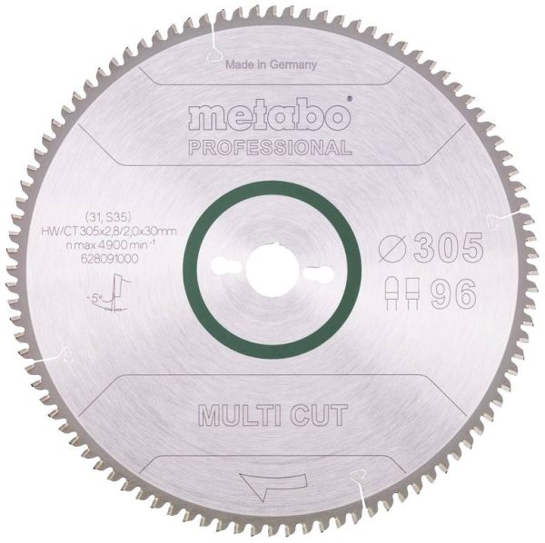 Tarcza do piły tarczowej „multi cut” HW/CT 305×30 96 FZ/TR5 Metabo HW/CT 305X30 96 FZ/TR5 305 x 30 x 2 mm 1 szt.